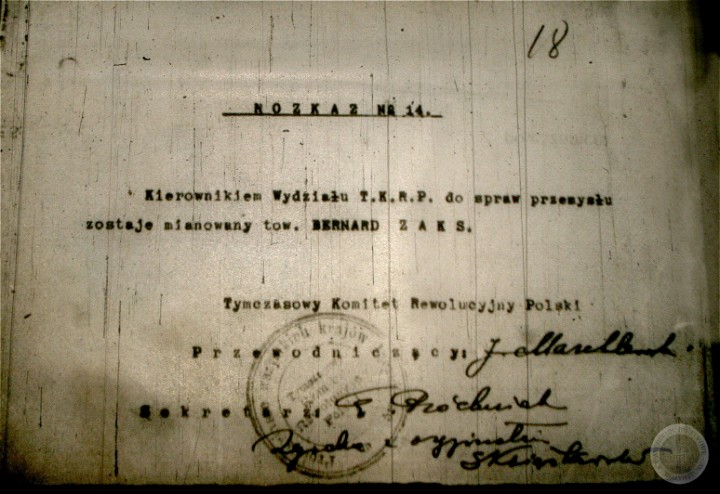 Rozkaz_nr_14_o_mianowaniu_Bernarda_Zaksa_Kierownikiem_Wydzialu_TKRP_ds_przemyslu,_mkf._1,_sygn._4,_k._18.jpg